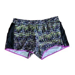 FABLETICS Black Purple Green Pull On Running Shorts Womens Size L Large